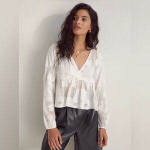 Aritzia Wilfred floral white peplum blouse